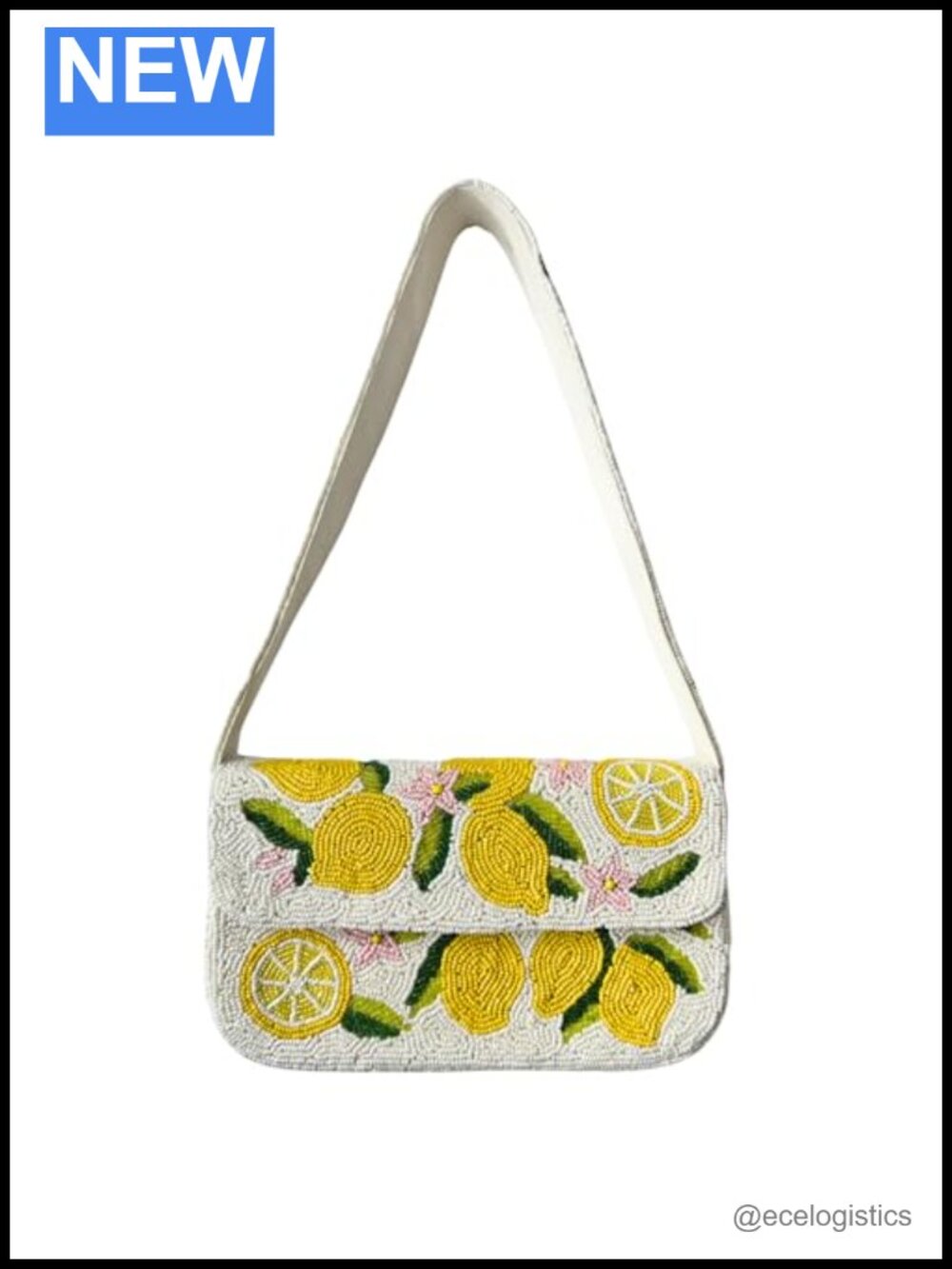 Handmade Lemon Beaded Shoulder Bag Summer Party Purse